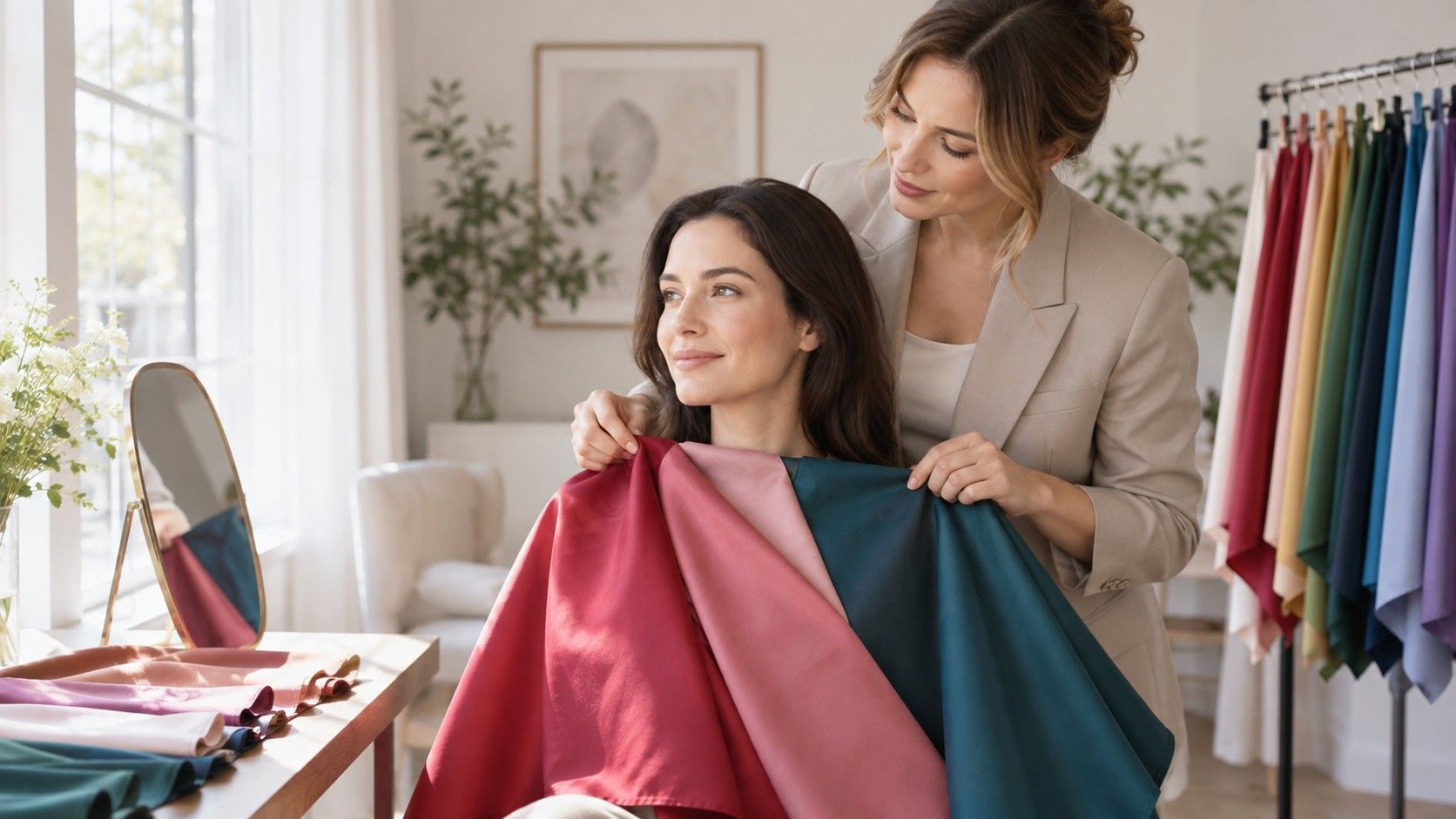 Fabric drapes used for personal color analysis
