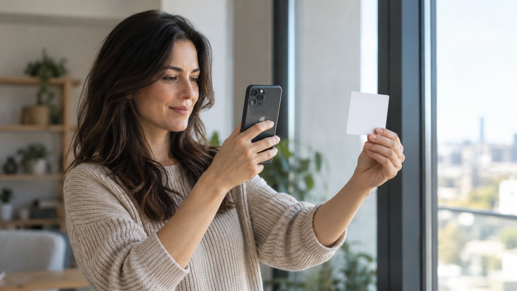 Checking skin tone in soft window light with a phone camera